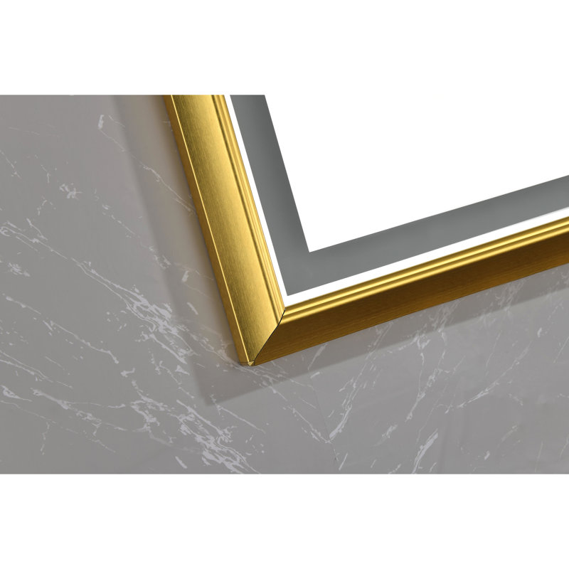 Fog Bathroom Wall Mounted Led Mirror - 96in. X 48in., Gold, Aluminium, High Lumen, Dimmable With Lumen W 48in. H,, Gold