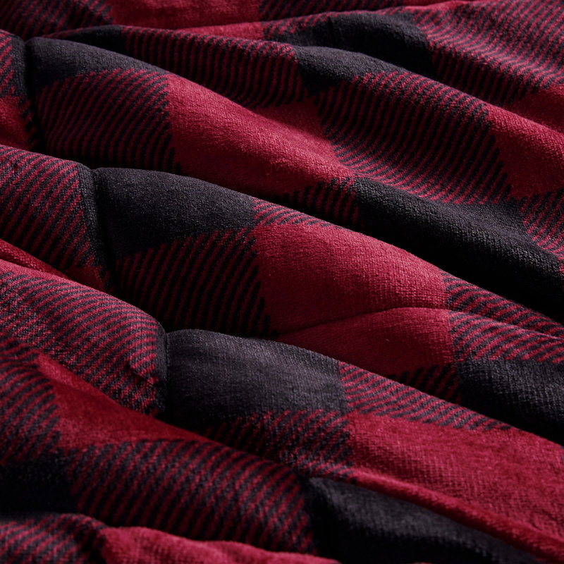 Full Red and Black Buffalo Check Down Alternative Bedspread Set