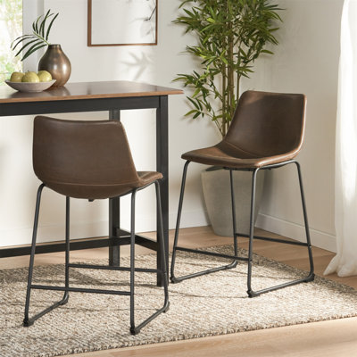 Tabouret de comptoir de style rétro brun de 24 pouces (ensemble de 2)