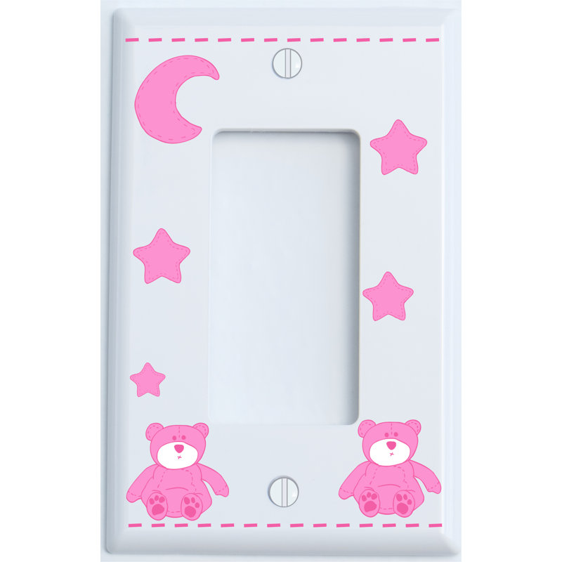 Plaque murale à bascule Teddy Bear, Rose / blanc
