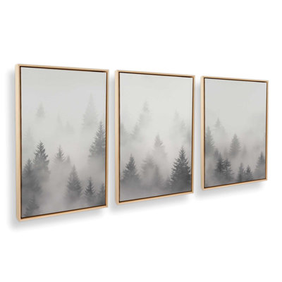 Foggy Echoes, ensemble de 3 toiles encadrées
