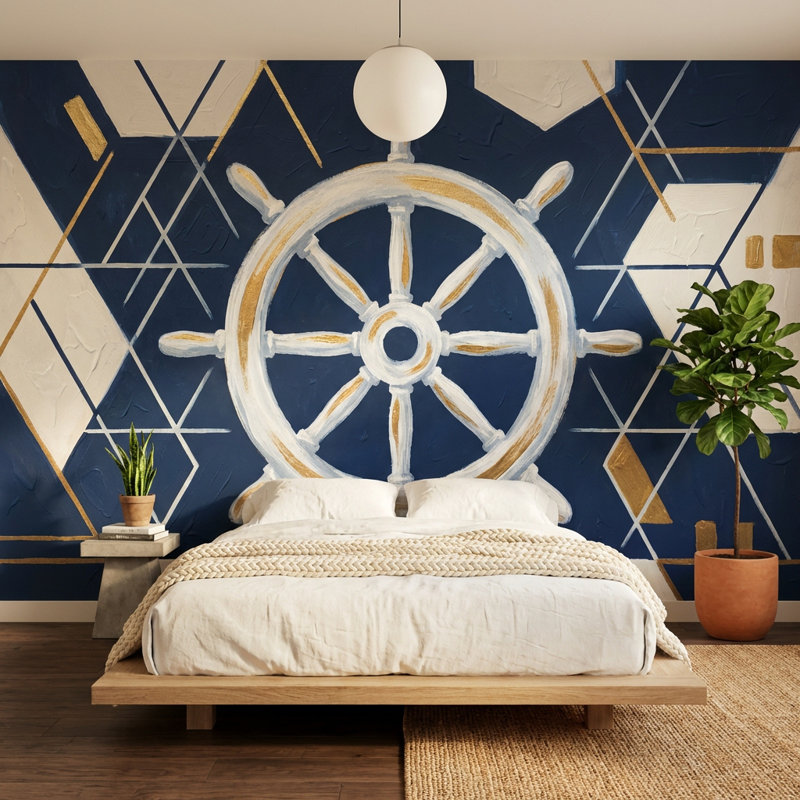 Panneau mural nautique, 140 po x 108 po, Peler et coller