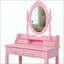 Ensemble de bureau de coiffeuse Princess avec miroir et tabouret rembourré, coiffeuse en bois à 4 tiroirs, coiffeuse-99285118