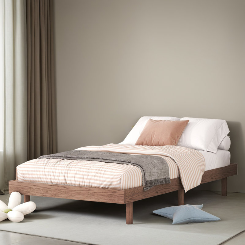 Floating Platform Bed Frame, Walnut, Twin