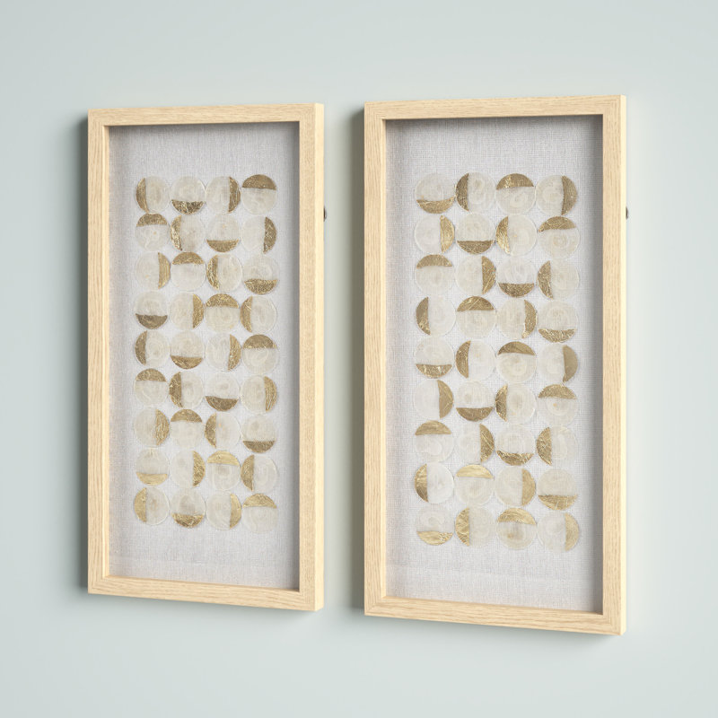 Aurelian Emblem Natural Capiz with Gold Foil Shadowbox Wall Décor