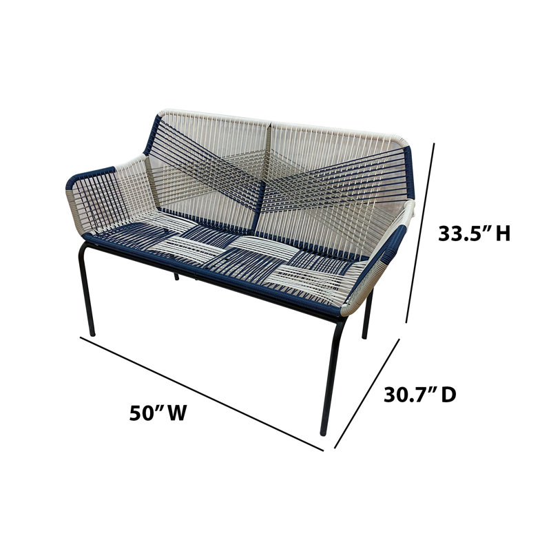 Modern Wicker and Plastic Outdoor Loveseat, 51" Wide
