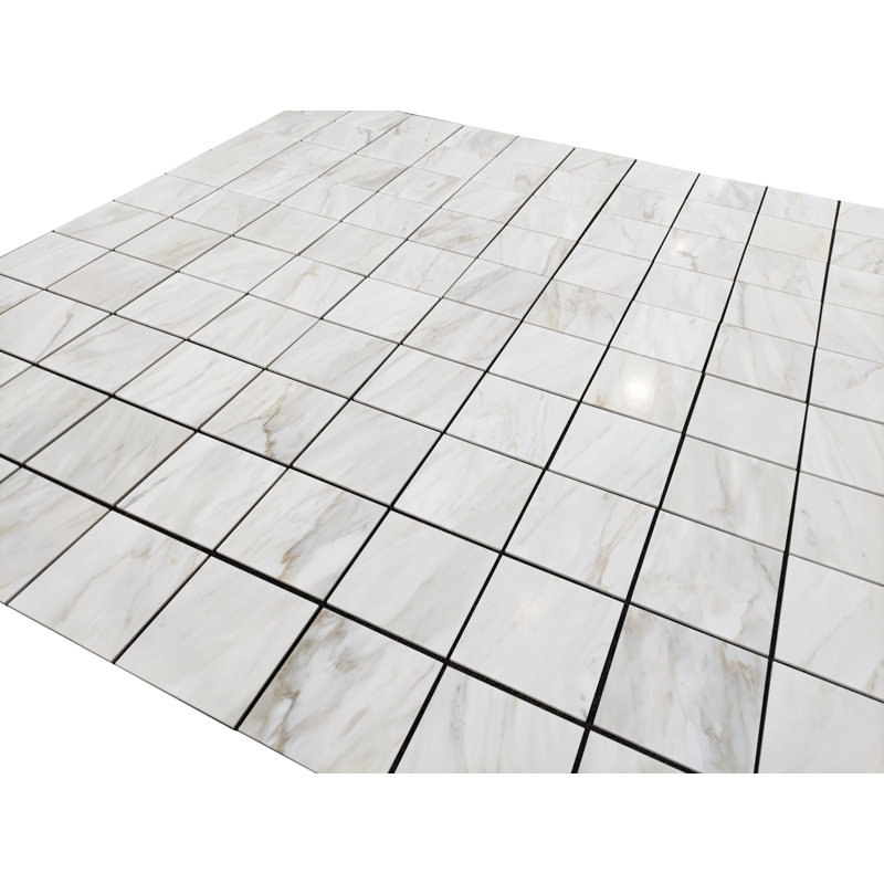 Carreau de marbre 12 po x 12 po Calacatta Gold (adouci), Affiné, 12 po x 12 po