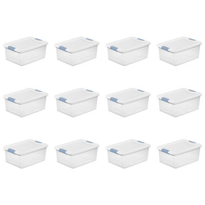 Sterilite 56 Quart Latching Stackable Wheeled Storage Container w/ Lid, (4 Pack)