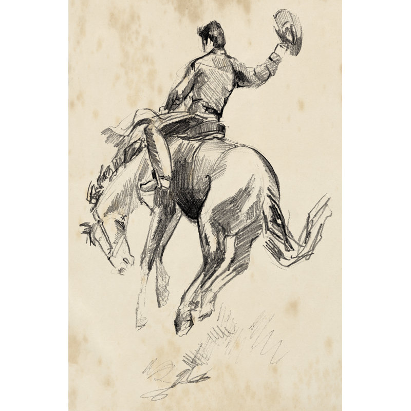 King of the Rodeo II by Jennifer Paxton Parker - Painting, 30 cm H x 20 cm W, Black Floater Framed