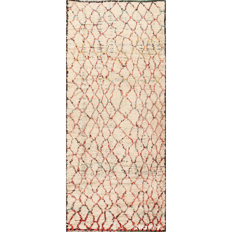 Tapis ivoire en laine moelleux de style Mid-Century