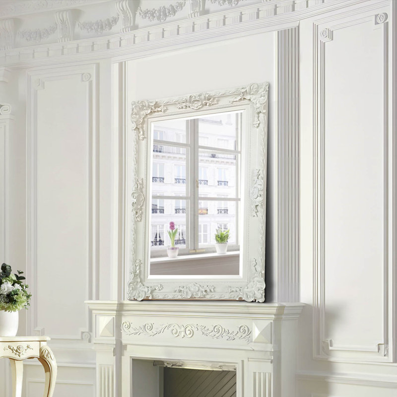 Elegant White Ornate Full Length Wooden Mirror