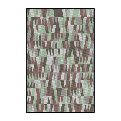 Tapis brun/vert tissé à la machine
