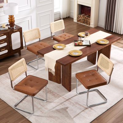 Chaise de salle à manger en porte-à-faux moderne en cuir capitonné Avei