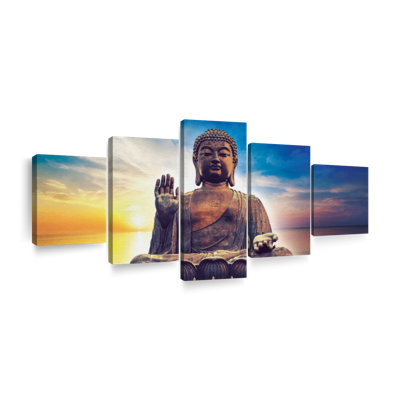 Coucher de soleil et Bouddha, reproduction sur toile