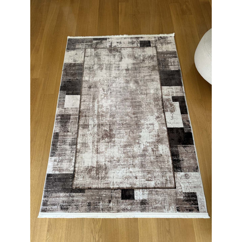 Tapis en coton avec envers antidérapant Lanney, Rectangle 5 pi 3 po x 11 pi 6 po