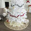 Handmade Christmas Tree Skirt - Hand Beaded Metallic Starburst on French Vanilla Silk-1681687737