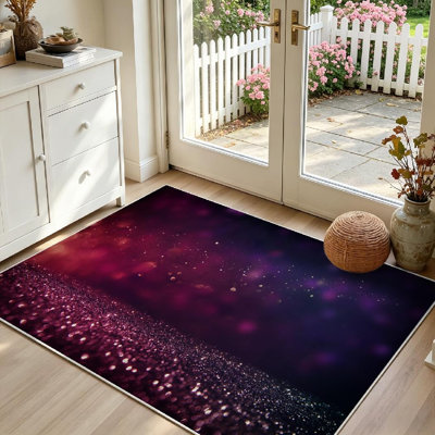 Tapis intérieur doré lavable à la machine, style vintage, violet et noir