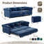 Canapé Chesterfield, canapé-lit gigogne 3 en 1 de 89 po, canapé-lit convertible, canapé-lit très grand, méridienne, canapé en velours 3 places avec repose-pieds mobile