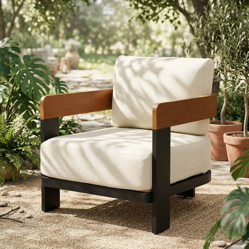 Chaise d'extérieur en aluminium avec coussins Chair Chaise de patio avec coussins