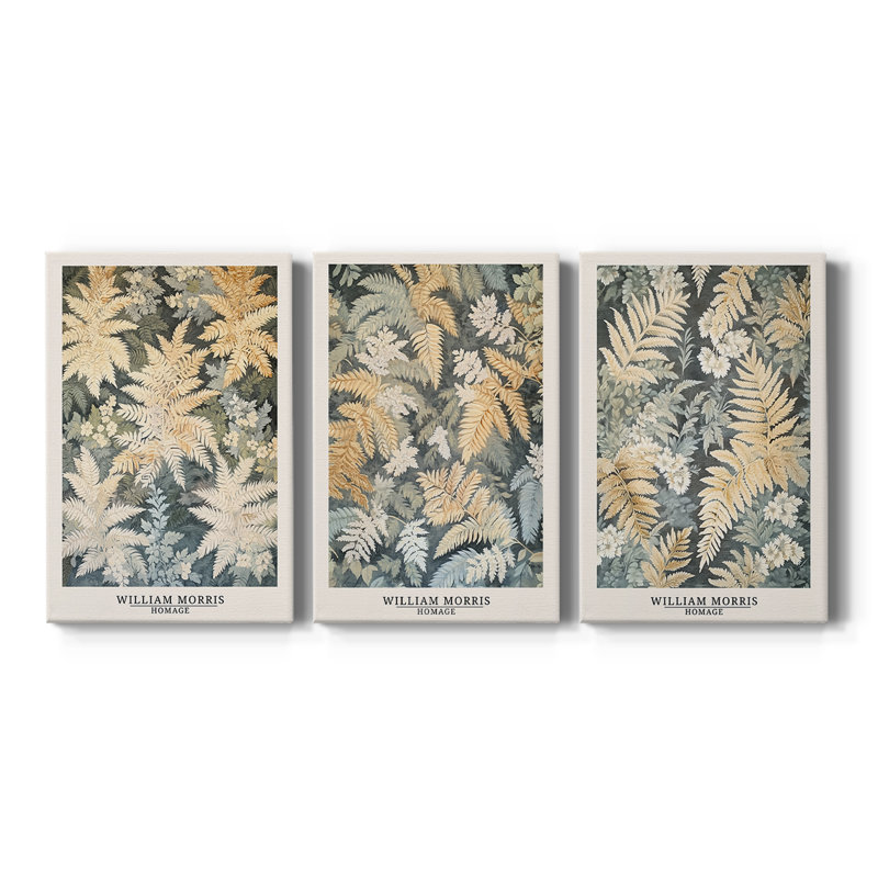 Collection de 3 pièces de la collection Dccxxvi de William Morris - Toile tendue sur mesure - 3 pièces, H 18 po x l 36 po