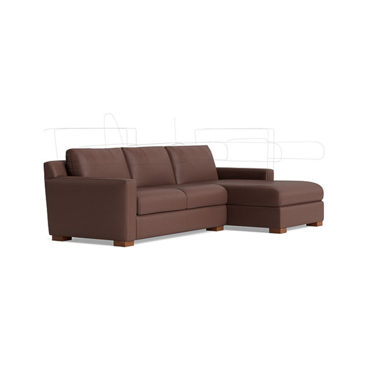 Catalina Chaise Sectional, Right Hand Facing, Leather - Deep Blue