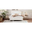 Lit plateforme en bois de style Mid-Century avec tête de lit et support à lattes de bois, sans sommier, blanc-375460638
