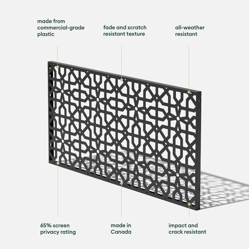 Black Geometric Pattern Folding Privacy Screen Panel
