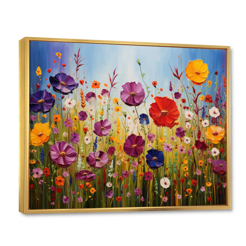 «Abstract Wildflowers», reproduction d'art sur toile, H 16 po x l 32 po, Cadre flottant doré