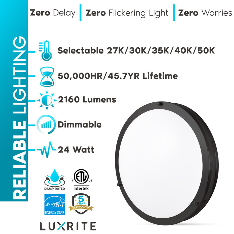 Eryx Acrylic LED Flush Mount Ceiling Light, 18" H x 18" W x 4.45" D, Black
