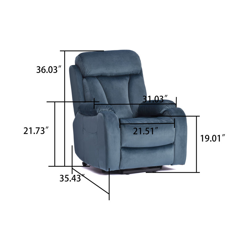 Fauteuil inclinable classique avec rangement, Velours bleu marine