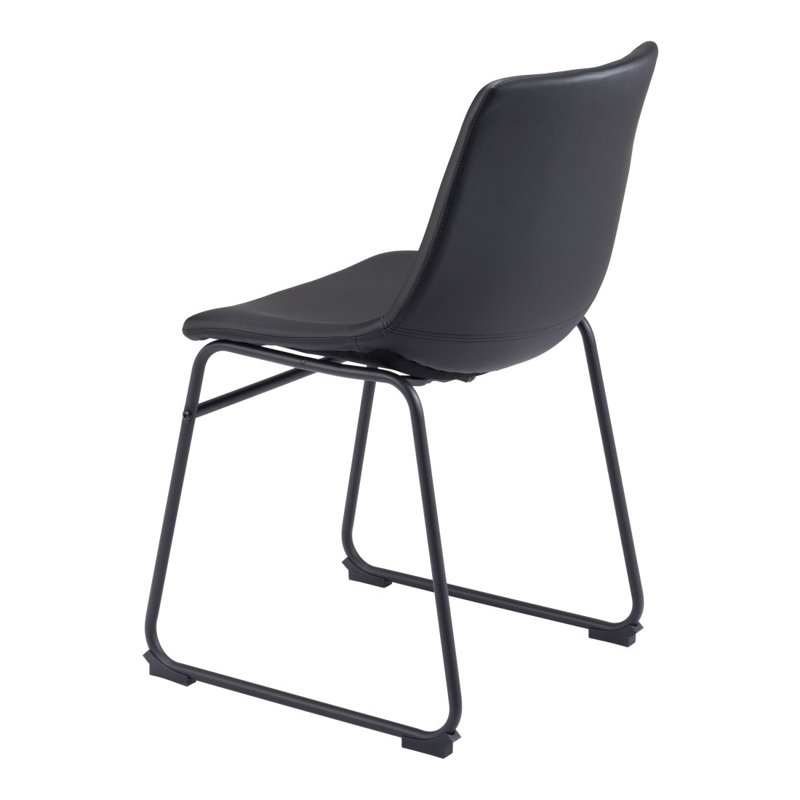 Ensemble de deux chaises d'appoint noires en similicuir