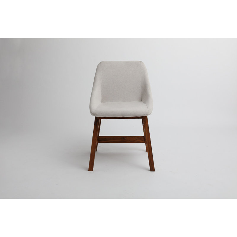 Chaise d'appoint en bois massif Pirwi, Crème