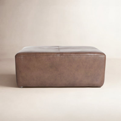 Hartwell 35" Square Genuine Leather Ottoman