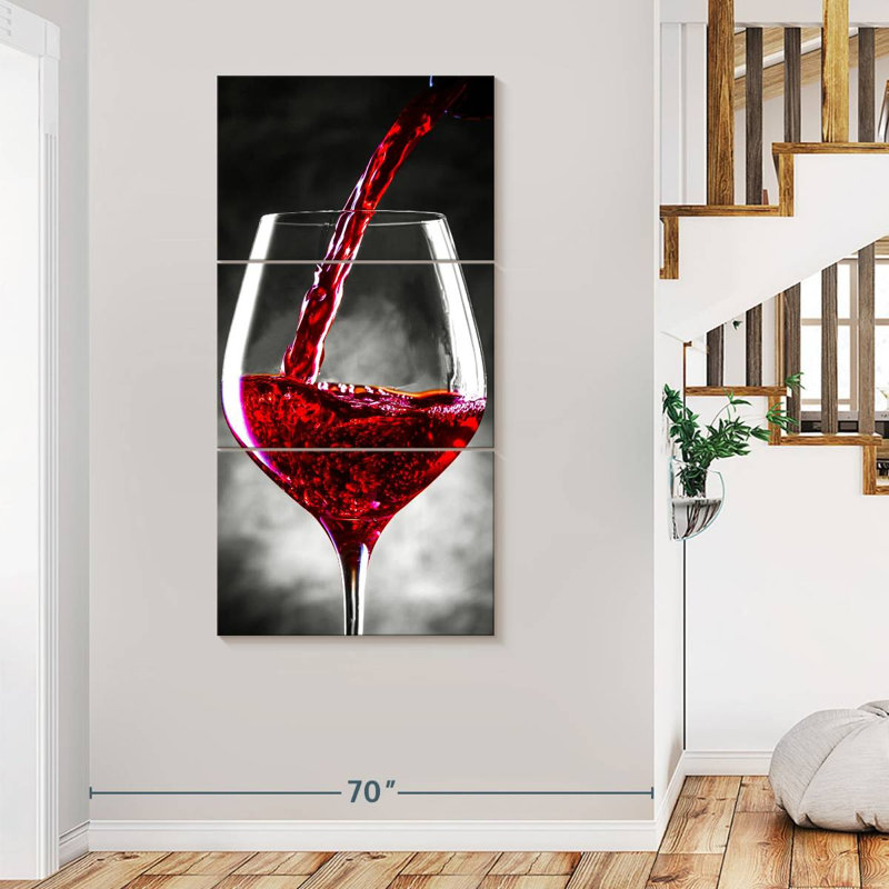 " Red Wine Is Served " by SodaPopArt 3 - Pieces, 39" H x 80" W x 1.25" D