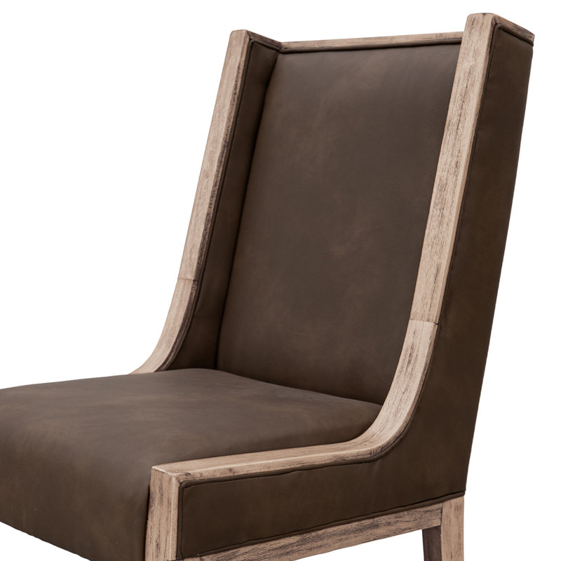Ensemble de 2 chaises d'appoint Eray, bois Melina, similicuir, Marron foncé