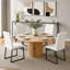 Ensemble de chaises de salle à manger rembourrées en polyuréthane 4 pièces avec colonne romaine ronde de 47,2 po, rangement inclus, adapté aux restaurants / couleur bois-56735266-56735292