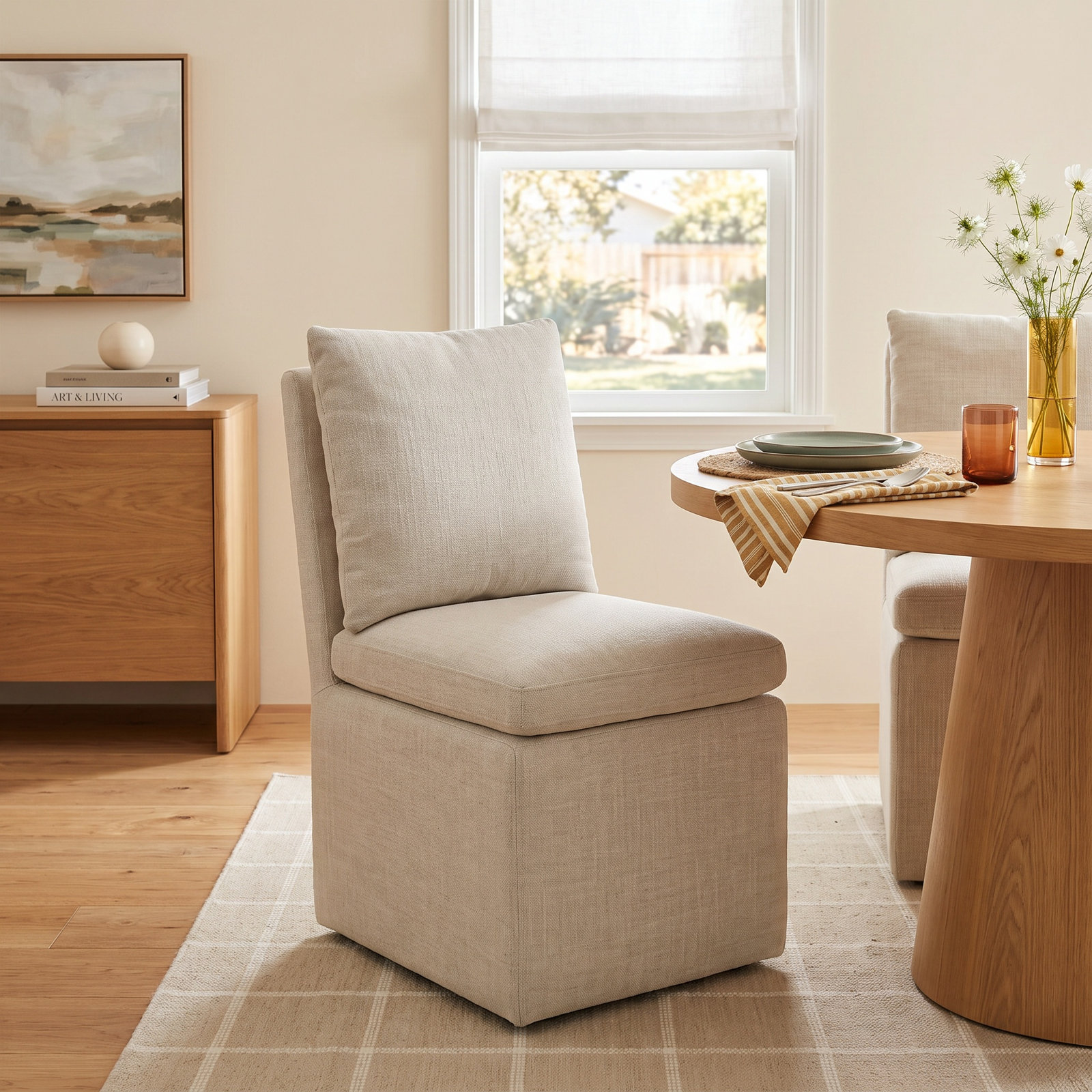 Alayaa Linen Dining Chair, Effie Linen Performance Linen