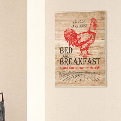 Bed And Breakfast Red Rooster par Lettered and lined - cadre photo, art textuel