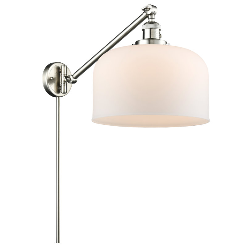 Bell - bras pivotant 1 lumière 12 po, Ampoule à DEL rétro de 3,5 W, Blanc mat, Nickel satiné brossé