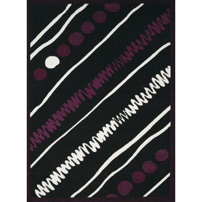 Noir abstrait/tapis décoratif blanc Eloise