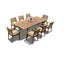 8 Seats 9 Pcs Grade-A Teak Wood Dining Set: 94" Double Extension Rectangle Table And 8 Travota Stacking Arm Chairs #11TV2008-99113189