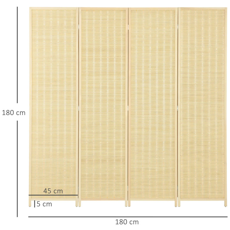 180cm W x 180cm H 4 - Panel Solid Wood Folding Room Divider