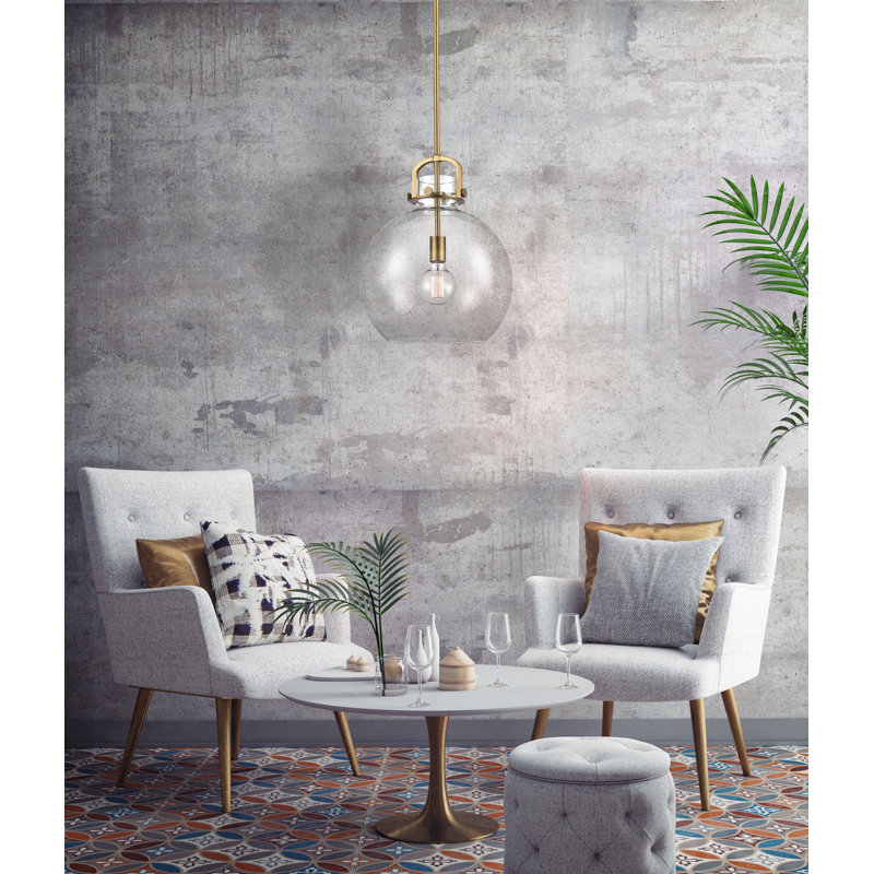 Borgen 1 - Light Single Pendant, Brushed Brass, 17" H x 14" W x 14" D, No Bulb Included
