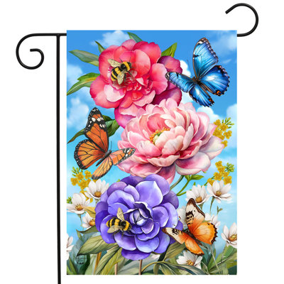 Butterflies and Peonies Garden Flag