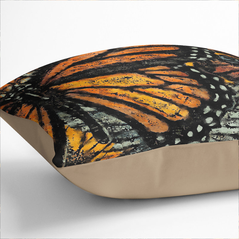 Monarch Butterflies Vol.1 Painting Square Throw Cushion, 55cm H x 55cm W x 20cm D, Stone