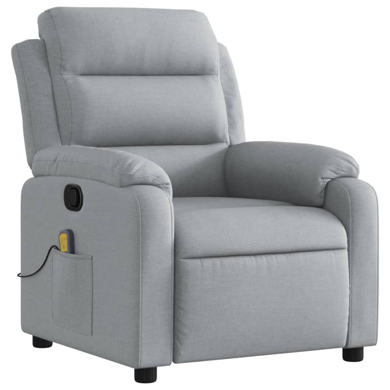Upholstered Massage Chair, Light Gray Polyester