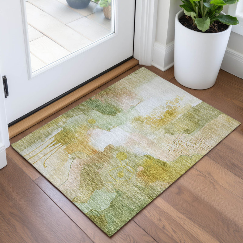 Tapis intérieur / extérieur lavable à la machine Xhevrie, Rectangle 1 pi 8 po x 2 pi 6 po