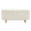  Elegant Upholstered Fabric Storage Ottoman with Wood Legs, Bedroom and Living Room Bench, White