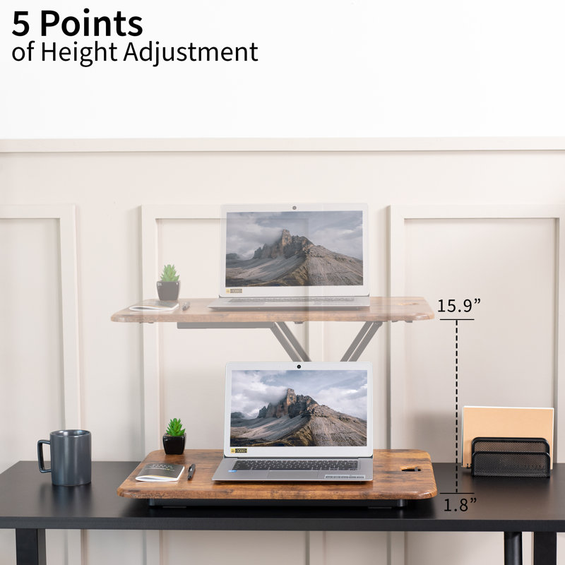 Convertisseur de bureau ultra mince 26 po VIVO (série DESK-V001J), Brun rétro