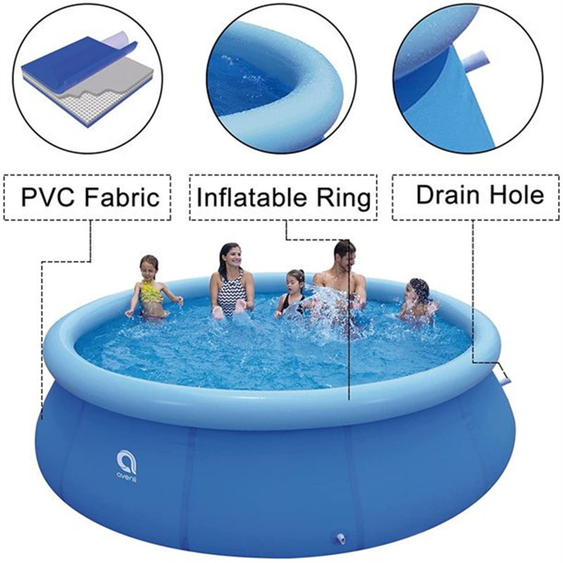 Piscine gonflable en plastique 2,6 pi x 12 pi Aike Home, 2,5 pi x 10 pi, Bleu clair